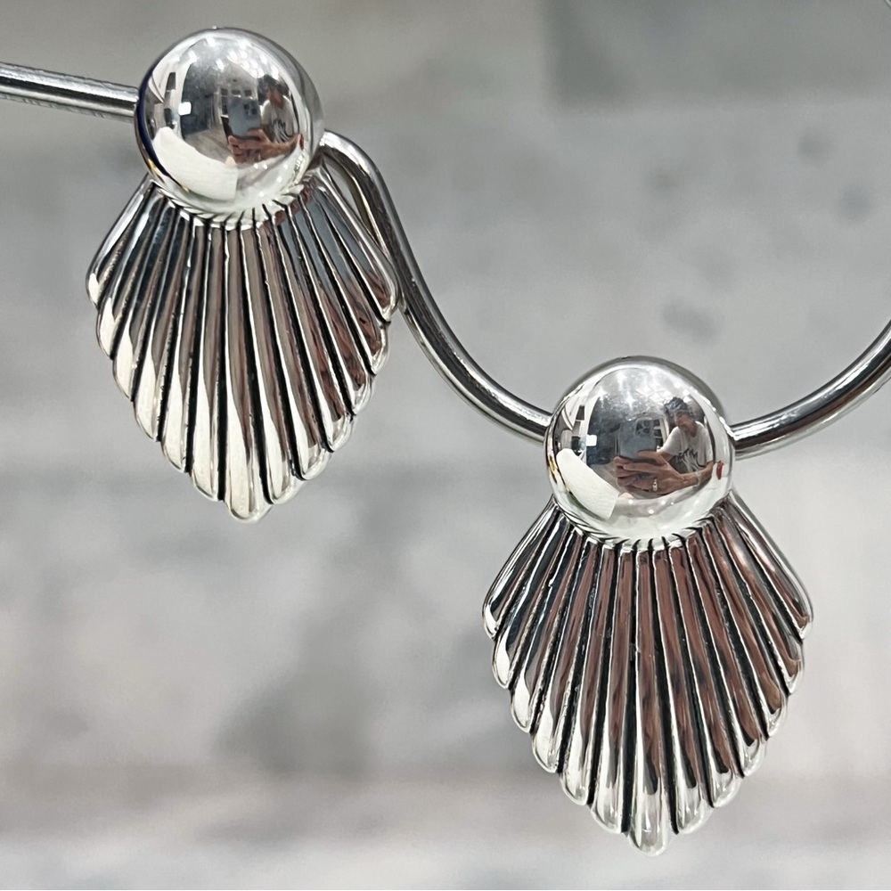 Large Seashell Sterling Silver Post Earrings